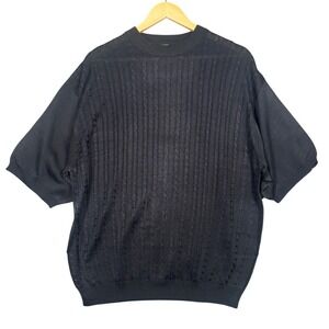 Irvine Park Mens XLG Black Cable Knit Short Sleeve Sweater Top‎